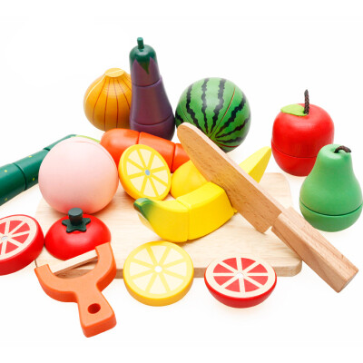 

Baby Puzzle Wooden Kitchen Toys Cutting Fruit Vegetable Play Cutting Toys