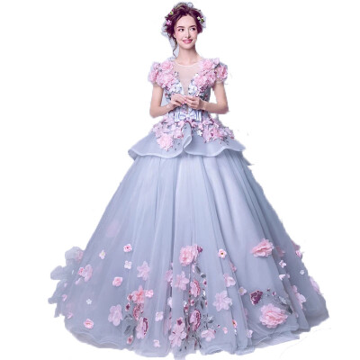 

Flower Fairy Sexy Hollow Embroidery Pastels Tulle Ball Gown Wedding