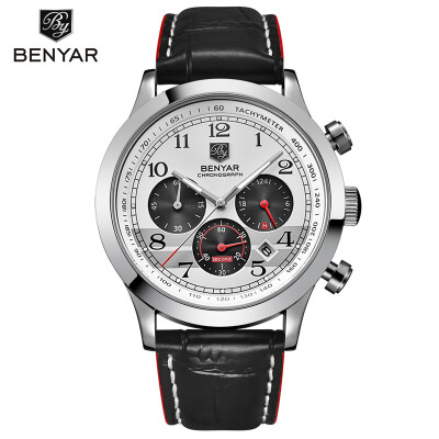 

BENYAR Brand Sport Waterproof Chronograph Men Watch Top Brand Luxury Male Leather Quartz Military Wrist Watch Men Clock saat