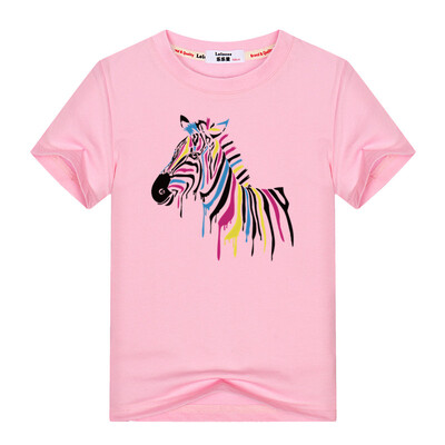 

Новые мальчики девочек хлопка футболки печати Zebra футболки детей выходные праздничной одежды футболки Топы партии подарок на ден