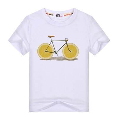 

Summer Funny Fruit Bicycle Print Футболка для девочек Повседневный Хлопок O-образным вырезом Тройники Тетс Детская футболка Одежда