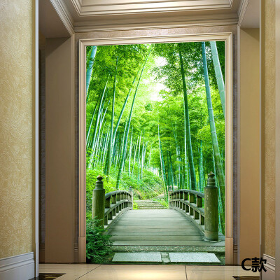 

Custom photo wallpaper 3D scenic wallpaper mural bamboo forest road corridor living room wallpaper mural