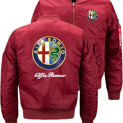 

new Alfa Romeo Bomber Flight Flying Jacket Winter thicken Warm Zipper Men Jackets Anime Mens Casual Coat