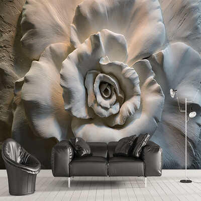 

Custom Mural Wallpaper Wall Painting 3D Relief Rose Flower Wallpaper For Living Room Sofa TV Background Wall Mural Home Decor 3D