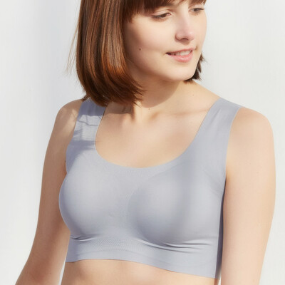 

Little nurse no trace sports bra without steel ring shockproof vest style seamless bra vest JMB020 silver gray A85