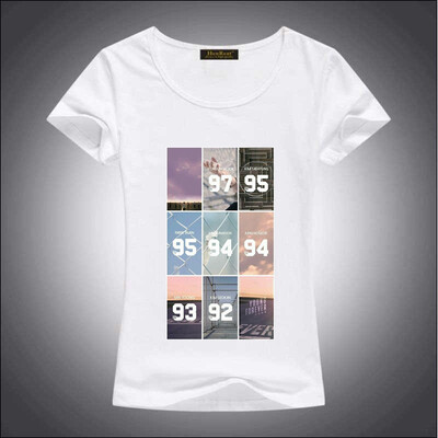 

HenReat High quality silk cotton white solid color short sleeve women BTS print T-shirt
