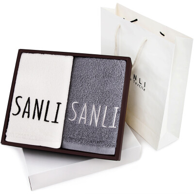 

Sanli combed cotton products plain color embroidered word long towel 2 loaded 35×82cm gift gift gift bag 145 gbar