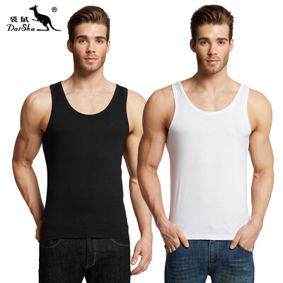 

Kangaroo DaiShu 2 pieces mens vest mens cotton casual sports tide mens vest bottoming shirt black white