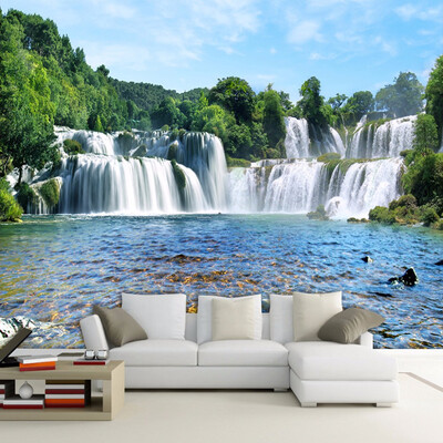 

Custom Photo Wall Paper 3D Modern Living Room Sofa TV Background Wallpaper Waterfall Running Water 3D Landscape Mural Wallpaper