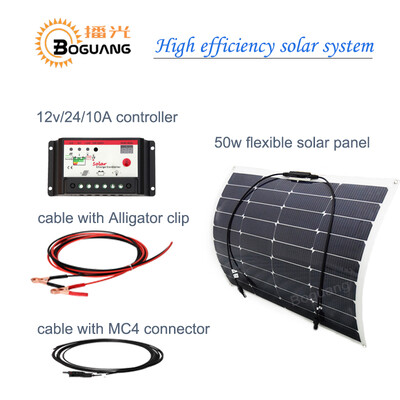 

BOGUANG 50w 12v Solar panel power bank DIY system High efficiency monocrystalline silicon cell panel 10A controller MC4 cable