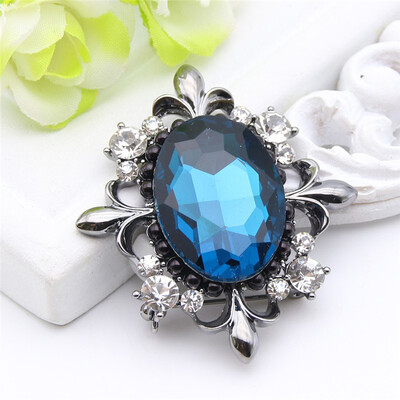 

Fashion Women Flower Brooches Big Round Crystal Broches Jewelry Ladies Lapel Hijab Scarf Corsage Pins Festival Party Brooch Gift