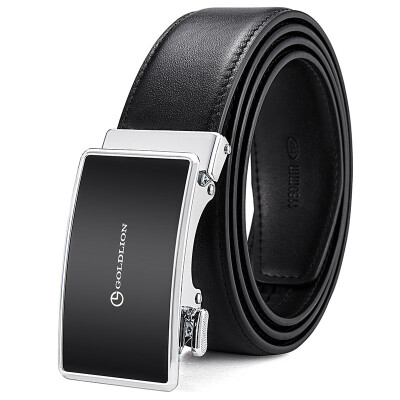 

Goldlion belt mens belt simple casual mens belt with automatic buckle belt black MS725409-46491 125-130CM