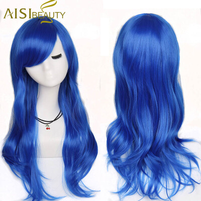 

AISI BEAUTY длинный волнистый синтетический парик Cosplay Красный Розовый Синий Серебристый Серый Блондинка Коричневый 70 Cm Синте