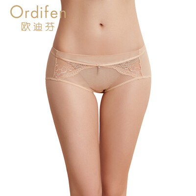 

Ou Difen womens underwear sexy lightweight lace boxer briefs XP7518 brown M