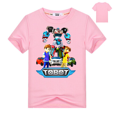 

2018 Robot Tobot Футболка для мальчиков Детская летняя одежда Новые мультяшные печатные топы Тройники Синяя футболка для детей Кос
