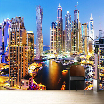 

3D Wallpaper Beautiful Dubai Night Landscape Mural Living Room TV Sofa Office Backdrop Wall Fresco Latest Decor Papel De Parede