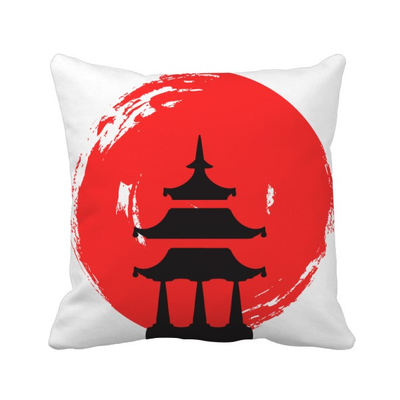 

Temple Abstract Brush Japan Square Throw Pillow Insert Cushion Cover Home Sofa Decor Gift