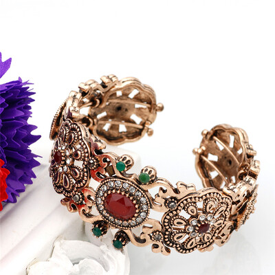 

SUNSPICE MS Vintage Turkish Women Love Bracelet Bangle Hollow Flower Cuff Pulseiras Charms Браслет Индийские украшения Этнические