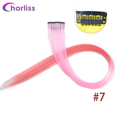 

Chorliss Clip In Hair Extensions 50Cm 20 Inch Long Colorful One Piece Synthetic Straight Fake Hair one Tone Pink Purple Blue