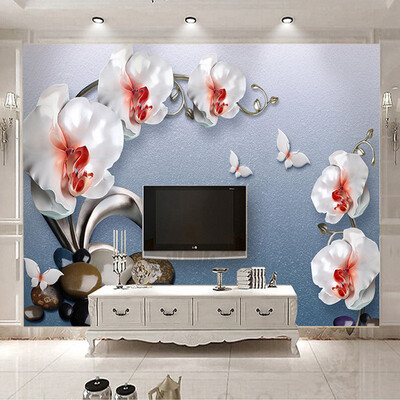 

Custom 3D Mural Обои Европейский стиль Рельефные украшения Цветы Фотообои Гостиная Телевизор Диван Стена Картина Роскошная Фреска
