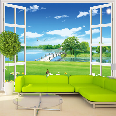 

Custom 3d mural 3D stereo wallpaper living room bedroom background warm romantic large mural false window non-woven wallpaper