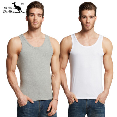 

Kangaroo DaiShu 2 pieces mens vest mens cotton casual sports tide mens vest bottoming shirt gray white XXL