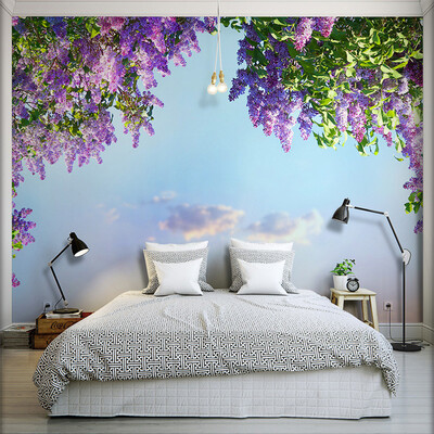 

3D Room Landscape Wallpaper Beautiful Flowers Violet Wall Mural Bedroom Wall Decor Papel De Parede Wall Paper Home Improvement