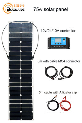 

BOGUANG 75w Waterproof Flexible solar panel USB controller cable MC4 connector DIY kit system for 12v battery RV yacht LED light