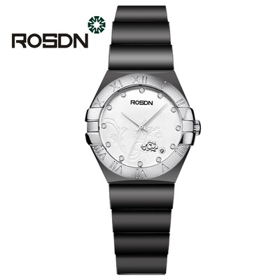 

ROSDN Top Brand Роскошные женские часы Керамические наручные часы Мода Rhinestone Кварцевые часы для девочек Модные часы