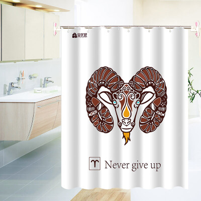

Bao Youni bathroom curtain thick waterproof mildew shower curtain curtain with shower curtain ring shower curtain without shower curtain rod Leo DQ9086-18