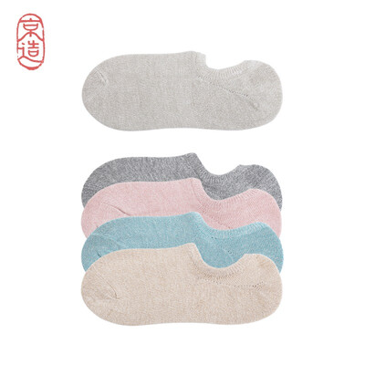 

Beijing-made 5 pairs of women&39s socks ladies sweat-absorbent breathable casual cotton socks silicone anti-slip off with invisible socks solid color simple low socks