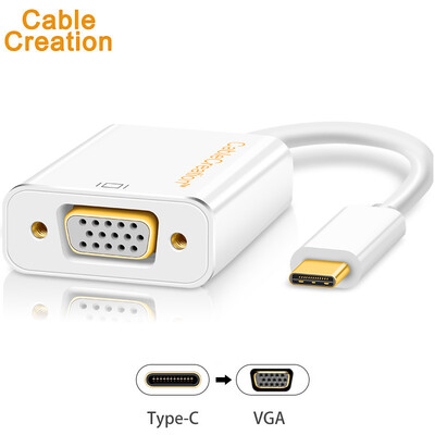 

CABLE CREATION CD0003 Type-C to VGA Converter USB31 USB-C to VGA Adapter Docking Extension Cable New MACBOOK to TV Projector