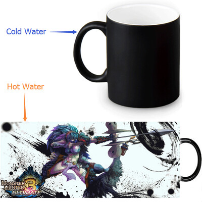

Monster Hunter Manga 350ml/12oz Heat Reveal Mug Color Change Coffee Cup Sensitive Morphing Mugs Magic Mug Milk Tea Cups