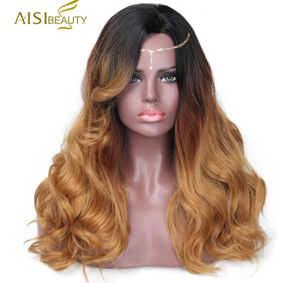 

I's a wig 20" Long Black Ombre Golden aisi hair Wig Synthetic Cosplay Heat Resistant Full Hair Wigs For Women Can Be Cosplay