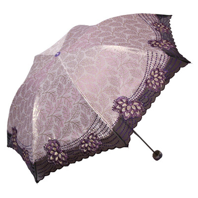 

[Jingdong Supermarket] Paradise umbrella velvet color printing printed on the film decorated with twill decorated three fold ultra-light sun umbrella umbrella purple 33182E