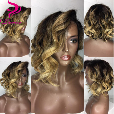 

1B/27 Ombre Human Hair Wig With Baby Hair 9A Pre Plucked Lace Front Wigs Brazilian Virgin Hair For Black Women