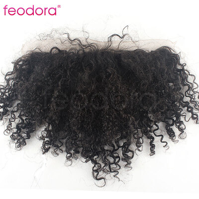 

Brazilian Virgin Human Hair Lace Frontal Closure 13x4 Ear to Ear Natural Hairline Bleached Knots With Baby Hair Kinky Curly