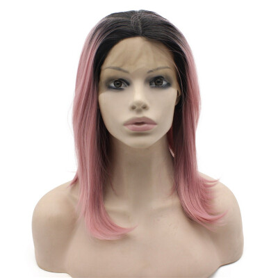 

Heat Safe Fiber Hair Ombre Blonde Shoulder Lenght Bob Lace Front Wig