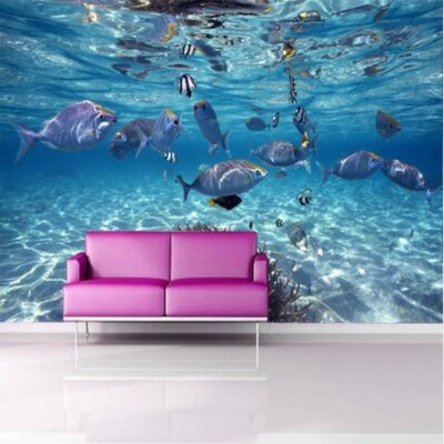 

Custom photo wallpaper 3D murals of the sea floor of the worlds marine fish swimming pool TV room wallpaper mural