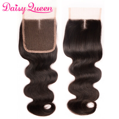 

44 Middle Part Brazilian Body Wave Hair Closure 100 Unprocessed 8A Virgin Human Hair Swiss Lace Closure 8-20inch