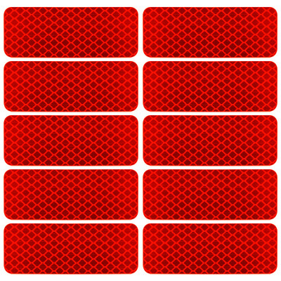 

3M Diamond Grade Reflective Warning Sticker Red Car Sticker 3x8cm 10 Pieces Car Bike Electric Vehicle Motorcycle Baby Carriage Night Safety Reflective Film