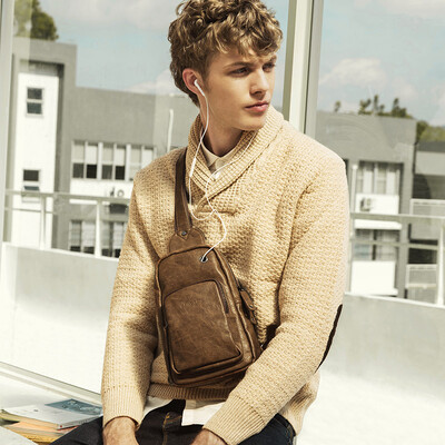

HAOTON HAUTTON man bag shoulder bag men&39s casual fashion trend retro sports Messenger bag chest 917102005 Coffee color