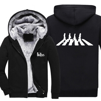 

2018 New USA SIZE Men Winter Autumn Hoodies log BEATLES pattern Fleece Coat Baseball Uniform Sportswear Jacket wool