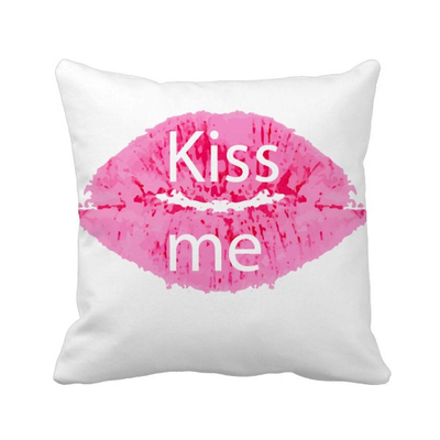 

Pink Lip Kiss Me Valentines Day Square Throw Pillow Insert Cushion Cover Home Sofa Decor Gift