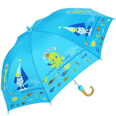 

Paradise Umbrella Happy Childhood Punch Cloth Straight Rod Self-opening Childrens Clear Umbrella 13007E Azure