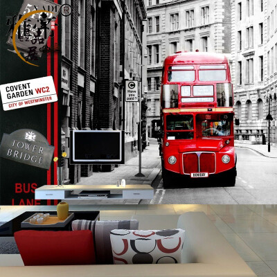 

Custom 3D Wallpaper Modern Red Bus City Landscape Photo Mural Wallpaper Living Room Cafe Restaurant Background Wall Papers Decor