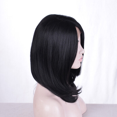 

QianBaiHui Womens Wig lace front wigs Long Straight Layers Black Synthetic Hair wigs for Women Black 1B