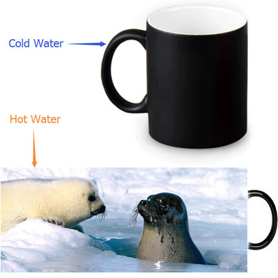 

Harp Seal 350ml / 12oz Heat Reveal Mug Color Change Чашка кофе Чувствительные морфинг-кружки Волшебная чашка для чайных чашек