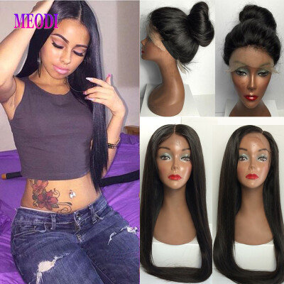 

Meodi Hair 100% Brazilian Human Hair Lace Front Hair Wigs Skily Straight Natural Hair Wigs with Baby Hair For Woman