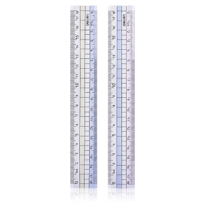 

Deli deli 18cm office student drawing drawing scale plastic ruler 71980